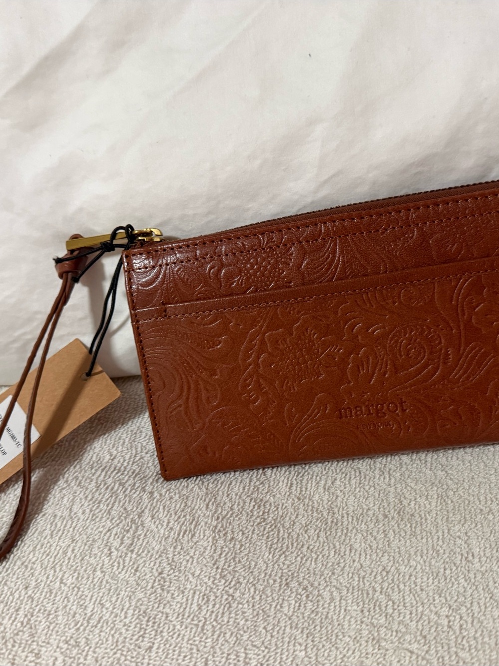 New Margot Embossed Leather Wallet in Brown